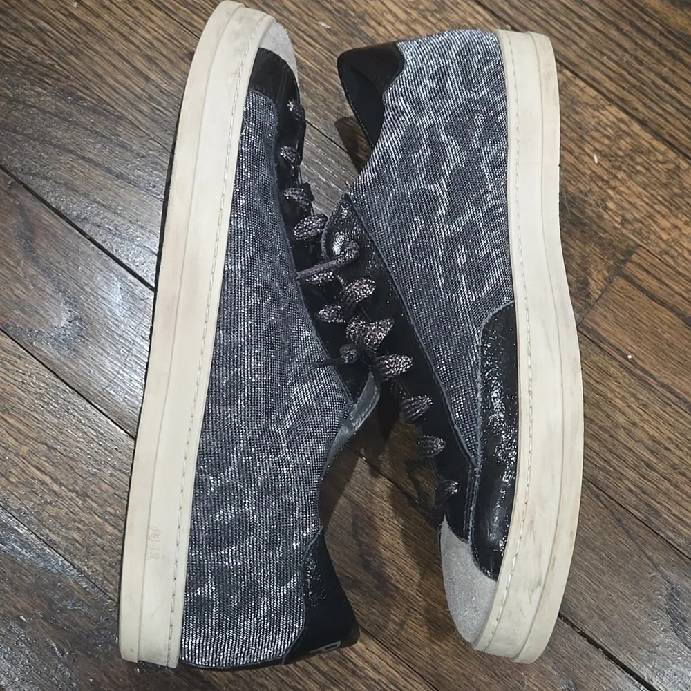 P448 John Glam Glitter Leopard Grey Black Sneakers Size 41